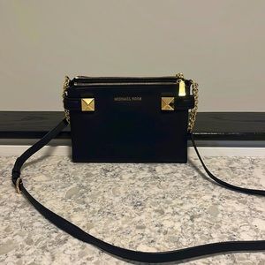 Black and gold Michael Kors leather crossbody bag